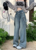 Yeji Indigo Suspender Denim Jeans