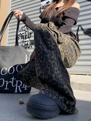 Chaeryeong Brown Leopard Print Cargo Pants