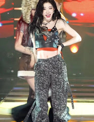 Chaeryeong Brown Leopard Print Cargo Pants