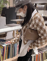 Brown Plaid Cropped Cardigan | Jennie – BlackPink