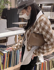 Brown Plaid Cropped Cardigan | Jennie – BlackPink