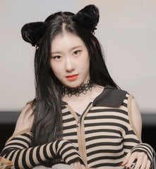 Chaeryeong Ivory Stripe Cut-Out Crop Top