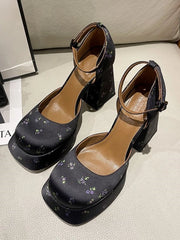 Danielle Noir Floral Platform Heels