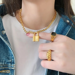 Ahyeon Gold Padlock Necklace