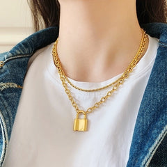 Ahyeon Gold Padlock Necklace