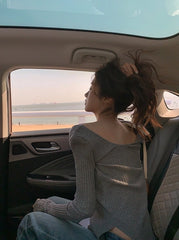 Yuna Grey Lace Shoulder Top