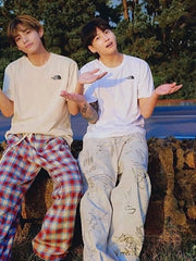 Jungkook Grey Graffiti Baggy Pants