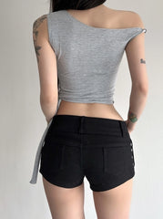 Winter One Shoulder Tie Top