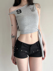 Winter One Shoulder Tie Top