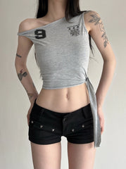 Winter One Shoulder Tie Top