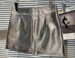 Haerin Silver Grey Zip Mini Skirt