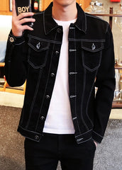 Jimin Noir Contrast Stitch Denim Jacket