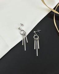 Jimin Silver Triple-Strip Earrings