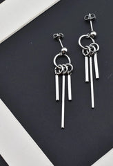 Jimin Silver Triple-Strip Earrings