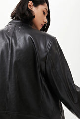 Jimin Noir Double-Zip Leather Jacket