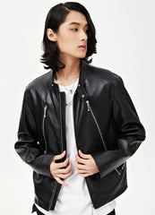 Jimin Noir Double-Zip Leather Jacket