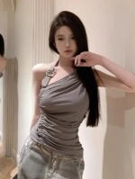 Jisung Asymmetrical Ruched Top