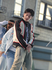 Jungkook Noir Contrast Biker Jacket
