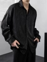 Jungkook Noir Striped Button-Down Shirt