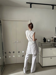 Yujin Grey Gathered Sleeveless Top