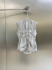 Yujin Grey Gathered Sleeveless Top