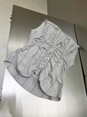 Yujin Grey Gathered Sleeveless Top