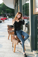 Lisa Blue Dotted Blouse