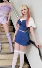 Liz Blue Sleeveless Bow Denim Dress