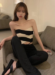 Liz Stripe Tube Crop Top