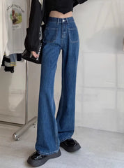 Minji Indigo Patch-Pocket Denim Jeans