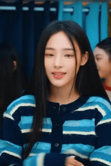 Minji Indigo Striped Cropped Cardigan