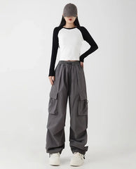 Minji White Contrast Long Sleeve Top