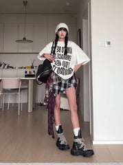 Ahyeon Multicolored Layered Plaid Skirt