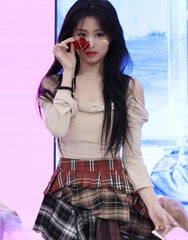 Ahyeon Multicolored Layered Plaid Skirt