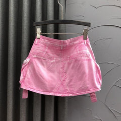 Ahyeon Acid Wash Cargo Skirt