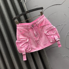 Ahyeon Acid Wash Cargo Skirt