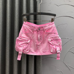 Ahyeon Acid Wash Cargo Skirt