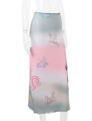 Hyein Pink-Green Tie-Dye Skirt