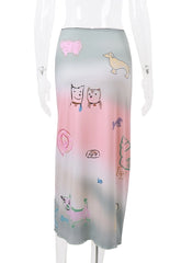 Hyein Pink-Green Tie-Dye Skirt