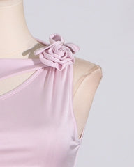 Rei Pink Floral Cut-Out Dress