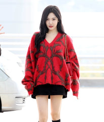 Hyunjin Red Abstract Sweater