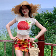 Yeji Crimson Tropic Mini Skirt