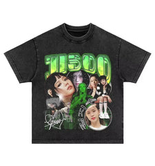 Jisoo 2025 Washed Cotton Oversized Tee