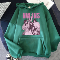 NewJeans “NJZ NWJNS” Oversized Graphic Hoodie