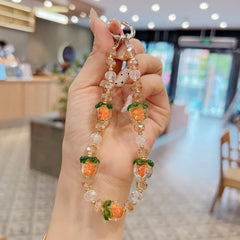 Luxury Persimmon Beaded Wristlet