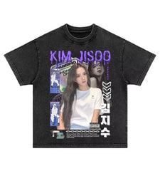 Jisoo 2025 Washed Cotton Oversized Tee