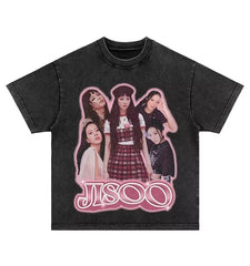 Jisoo 2025 Washed Cotton Oversized Tee