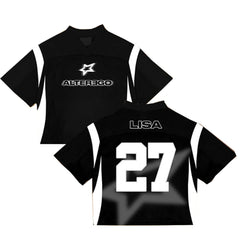 LISA 2026 Y2K K-Pop Inspired Oversized Sports Jersey Tee