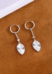 Taehyung Silver Leaf Tassel Earrings