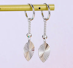 Taehyung Silver Leaf Tassel Earrings